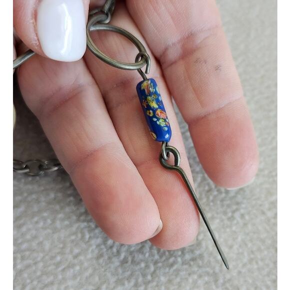 Artisan Handmade Sterling? Tribal Necklace Chandelier Dangle Blue Bead - Picture 9 of 9